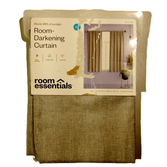 42" x 63" Room Darkening Heathered Gray Window Curtain Panel Rod Pocket NEW - Picture 1 of 9